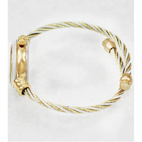Montres Carlo Wired Bangle Watch in Gold/White