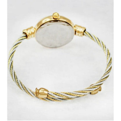 Montres Carlo Wired Bangle Watch in Gold/White