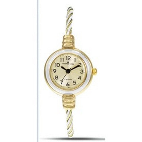 54335 Montres Carlo Wired Bangle Watch in Gold & White