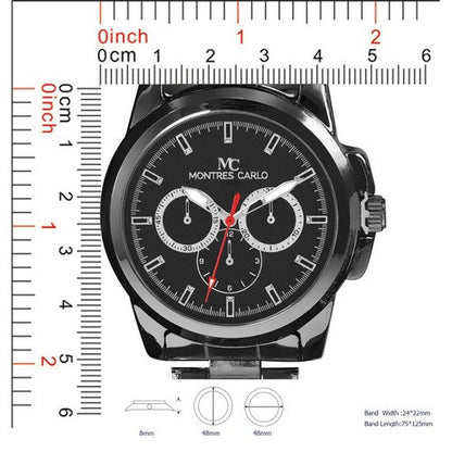 Montres Carlo Triple Dial Watch & Bracelet Gift Box Set in Black