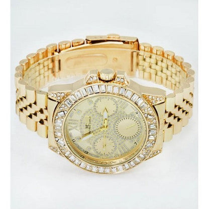 Montres Carlo Stainless Steel Blinged Out Relic Watch in Two Tone