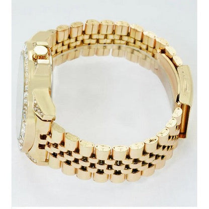 Montres Carlo Stainless Steel Blinged Out Relic Watch in Two Tone