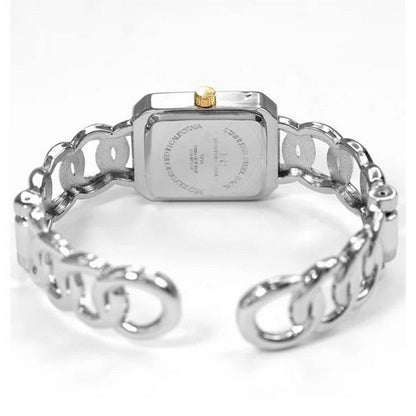 Montres Carlo Curb Chain Open Bangle Watch in Silver/Gold Two-Tone