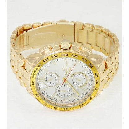 Montres Carlo Triple Dial Metal Band Watch in Gold/Silver