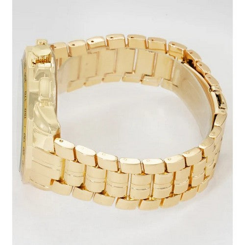 Montres Carlo Triple Dial Metal Band Watch in Gold/Silver