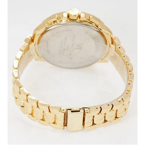 Montres Carlo Triple Dial Metal Band Watch in Gold/Silver