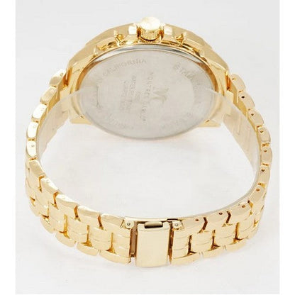 Montres Carlo Triple Dial Metal Band Watch in Gold/Silver