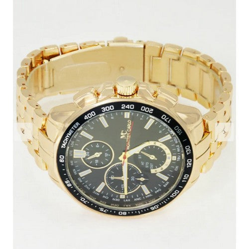 Montres Carlo Metal Band Watch in Gold/Black