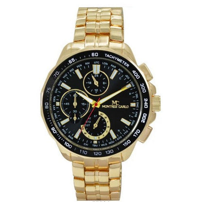55501 Montres Carlo Metal Band Watch in Gold & Black