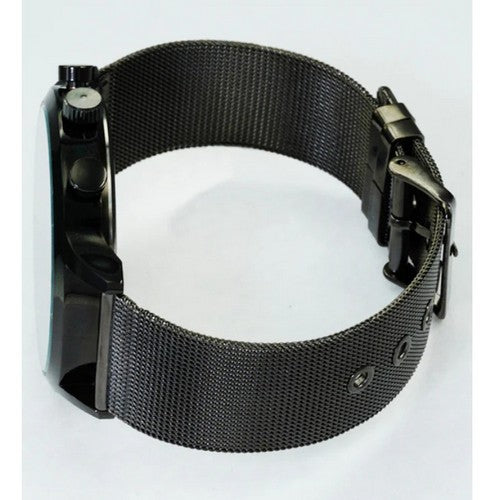Montres Carlo Triple Dial Mesh Band Watch in Black/Black