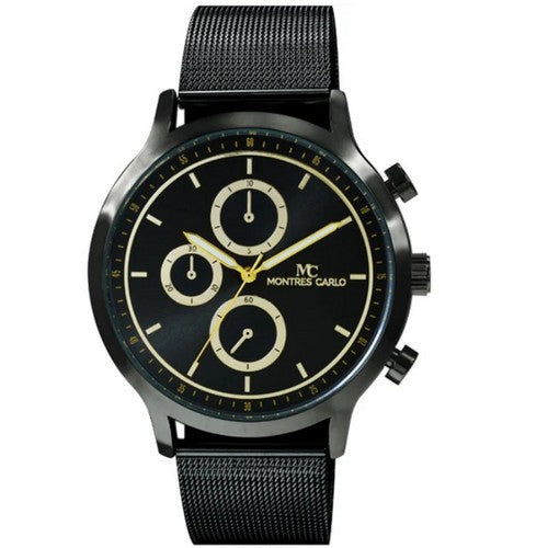 55333 Triple Dial Mesh Band Watch in Black