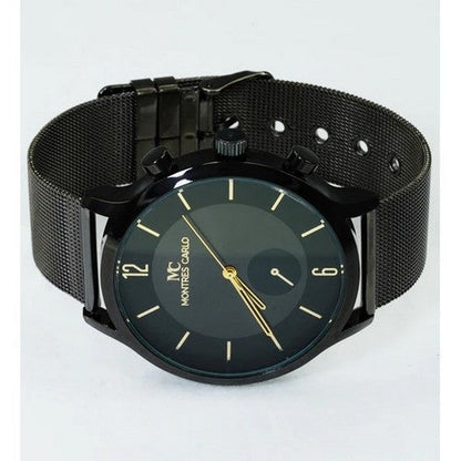 Montres Carlo Mesh Band Watch in Black