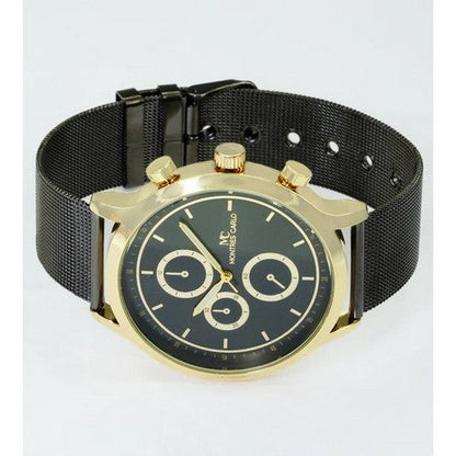 Montres Carlo Triple Dial Mesh Band Watch in Black/Gold