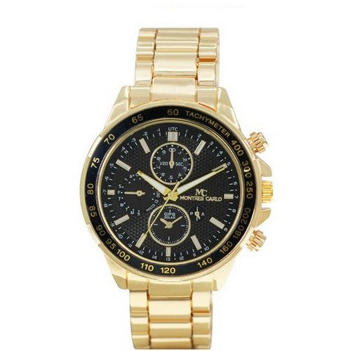 55621 Montres Carlo Metal Band Watch in Gold & Black
