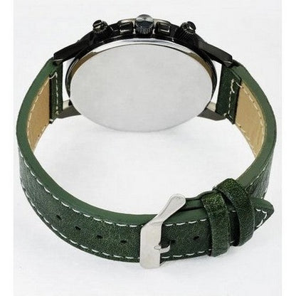Montres Carlo Leather Band Chrono Watch in Green