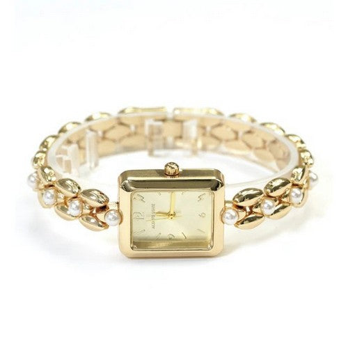 Montres Carlo Dainty Pearl Bracelet Watch in Gold