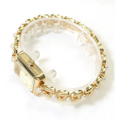 Montres Carlo Dainty Pearl Bracelet Watch in Gold