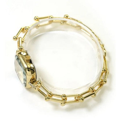 Montres Carlo Rhinestone Link Horsebit Bracelet Watch in Gold