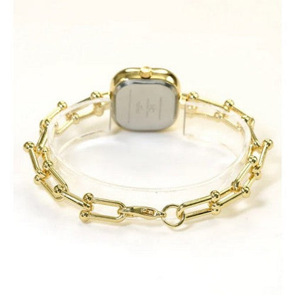 Montres Carlo Rhinestone Link Horsebit Bracelet Watch in Gold