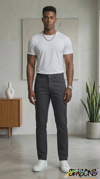 VIP Collection Wings Slim Fit Smooth Dressy Jeans in Black