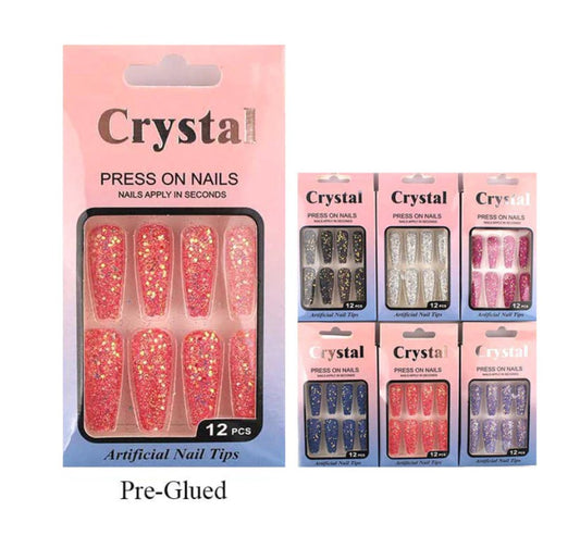 Crystal Rhinestone Encrusted Press On Nail Set