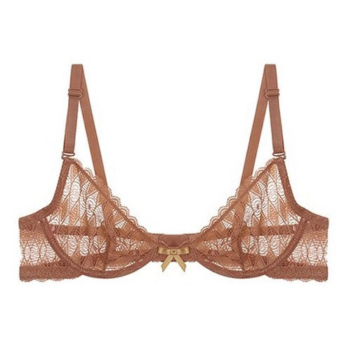 YM-50287 Geomatric Pattern Lace Bra Sandstone