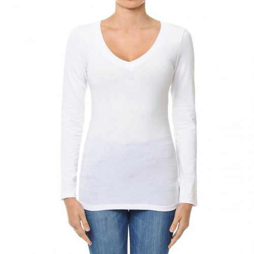 62900 V-Neck Long Sleeve T-Shirt White