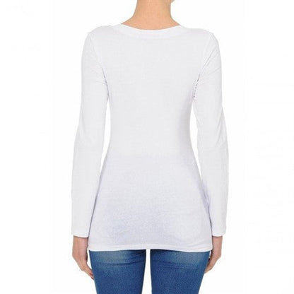 V-Neck Long Sleeve T-Shirt White