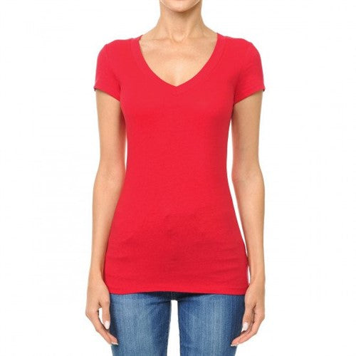 65000 V-Neck Short Sleeve T-Shirt Bold Red