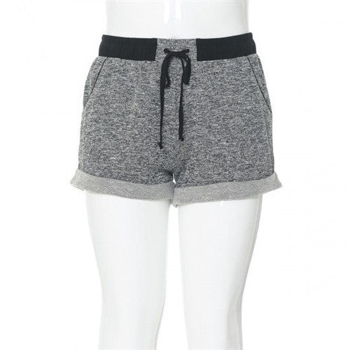 Plus Size Turn-Up Jogger Shorts Black/Charcoal