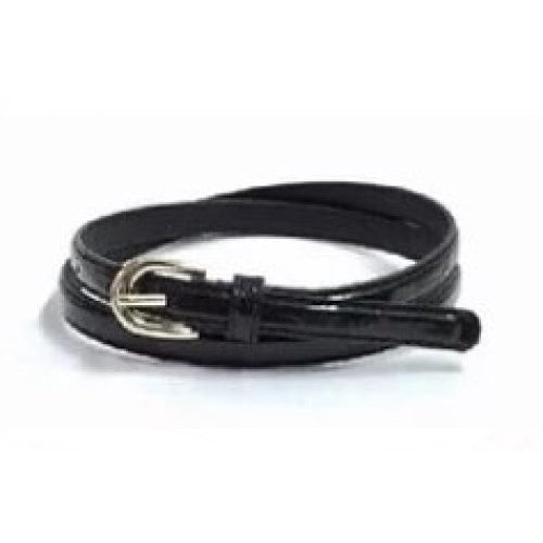 Ladies Thin Patent Belt Black