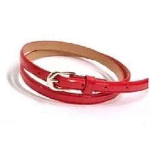 Ladies Thin Patent Belt Red