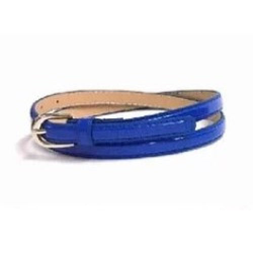 Ladies Thin Patent Belt Royal Blue