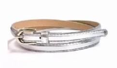 Ladies Thin Patent Belt Silver