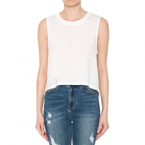 High Low Muscle Tank White