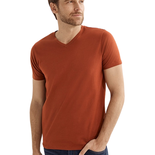 C&A V Neck T-Shirt Rust Brown