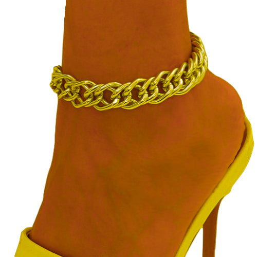 AC070536 Chunky Link Anklet Gold