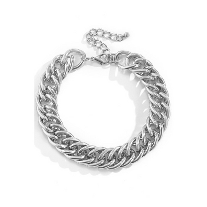 Chunky Link Anklet in Silver