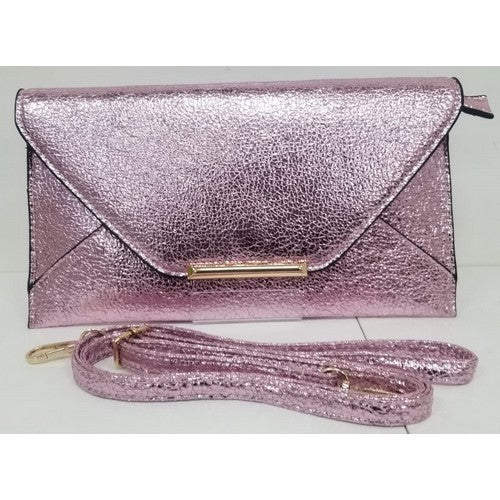 Metallic Cracked Clutch Pink