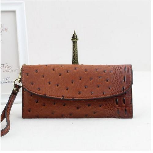 Ostrich Skin Purse Brown