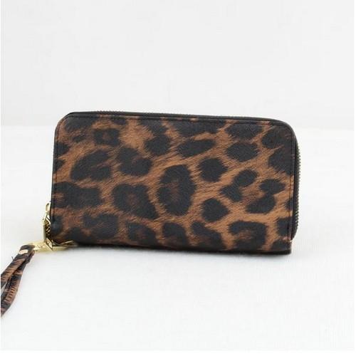 Leopard 2-Zip Purse Coffee