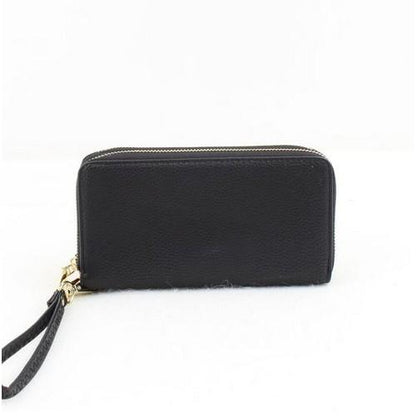 Pebbled 2-Zip Purse Black