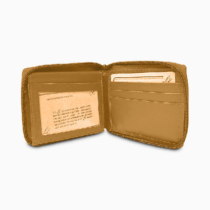 Genuine Leather Bi-Fold Zip-Around Wallet Light Brown