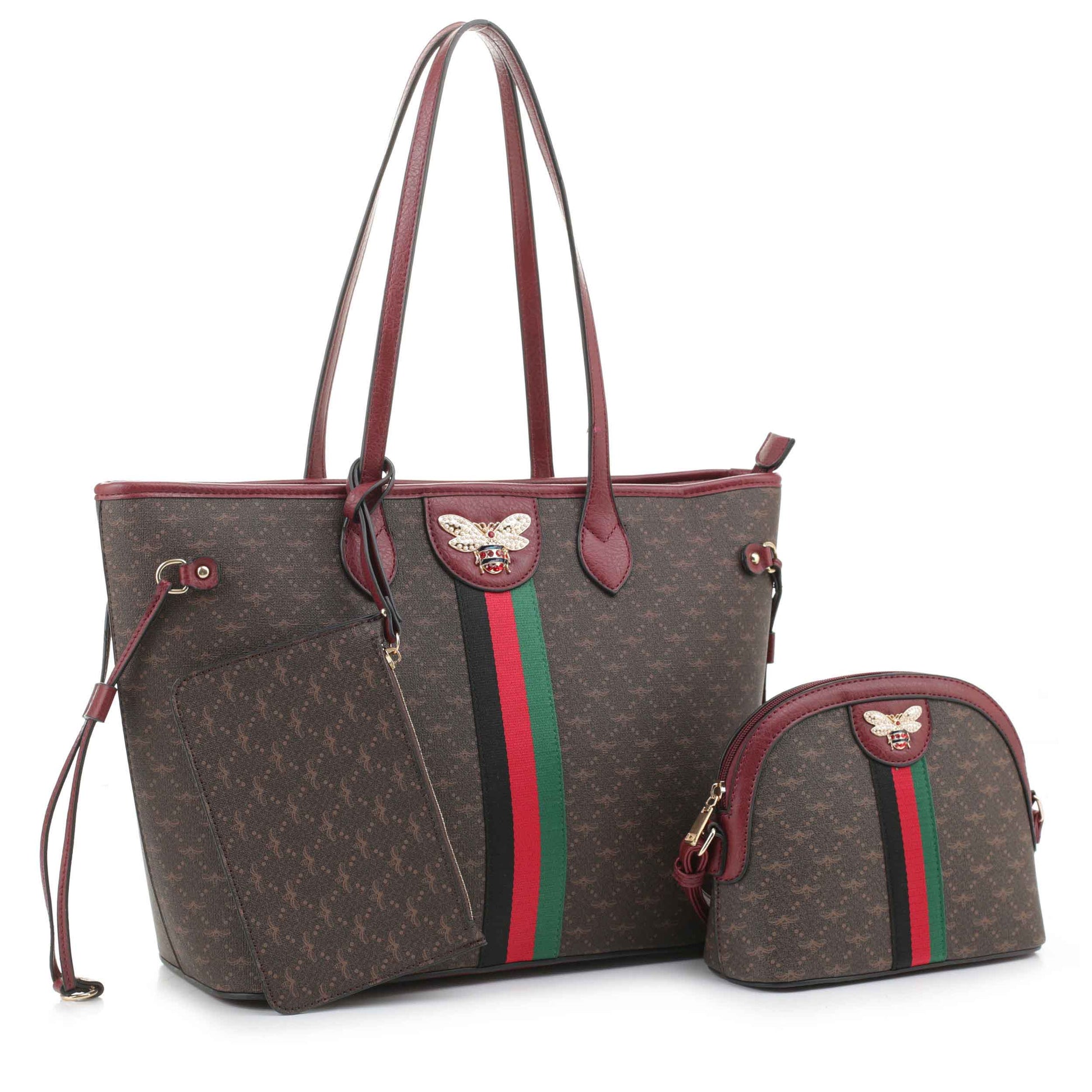 JUS-30116 BD/CF Fashion Handbag 3 N 1 Brown