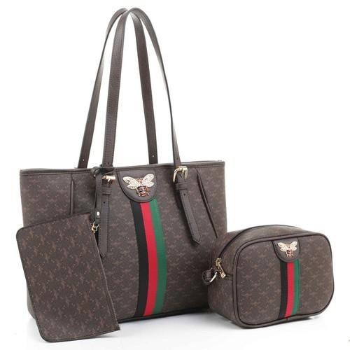 JUS-30118 DC/CF Fashion Handbag 3 N 1 Brown