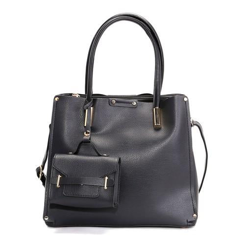 L1661 BK Fashion Handbag 2 Pieces Set Black