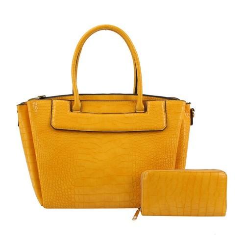 HGV-0091W YL 2 In 1 Satchel With Matching Wallet Yellow