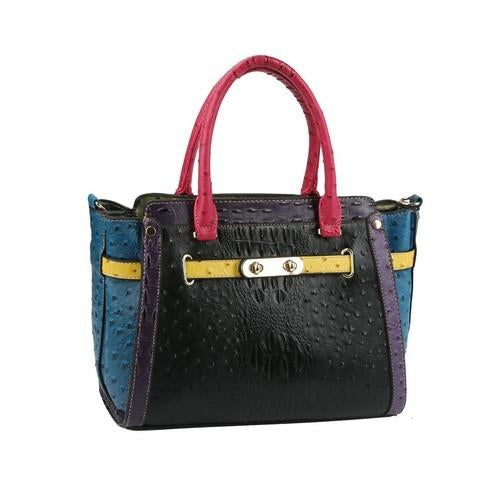 LQ178-BK Stylish Patterned Handbag Black