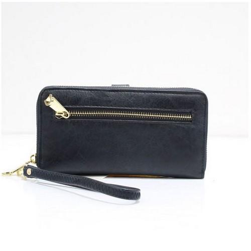 5205#D.BLUE 1 Front Zip Detail Purse Dark Blue  