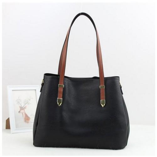 86522#B Designer Zip Top Inside Pocket Handbags Black